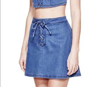 GUESS NWT DENIM LACE UP SKIRT